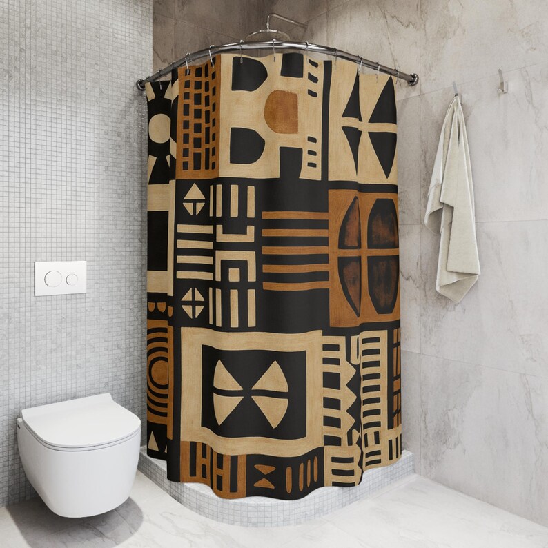 Heritage Threads African Mud Cloth Shower Curtain, Boho Decor, Ethnic ...