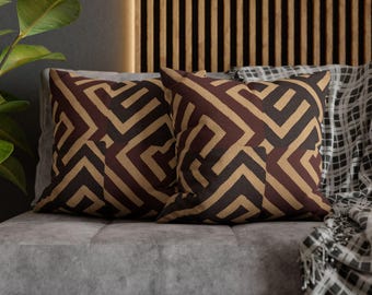 Geometrisches Muster Dekokissen, afrikanisch inspiriertes Tribal Design, Boho Akzent Kissen, dekoratives Kissen für Sofa oder Bett