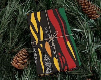 Papel de regalo Kuumba de inspiración africana, papel de regalo para cualquier ocasión, papel de regalo para Kwanzaa y Navidad, diseño cultural creativo.