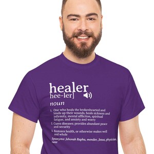 Healer Unisex Heavy Cotton Tee - Jehovah Rapha Healing T-Shirt, Spiritual Gift Shirt, Faith Inspirational Apparel, Christian Graphic Tee,