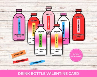 Valentine’s Day Drink Bottle Card, Drink Bottle Valentine Card, Classroom Valentines, School Valentines, Kids Valentines, Hydration Drink