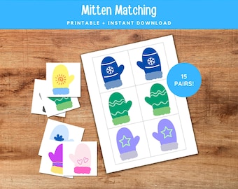 Mitten Matching Game, Toddler Color Matching, Pattern Matching, Busy Binder, Homeschool Resource, Preschool Activity, File Folder Game