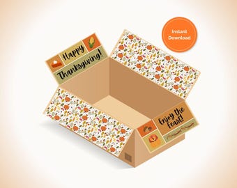 Pakiet z prezentami na Święto Dziękczynienia, Pakiet z prezentami na Święto Dziękczynienia, Pudełko z prezentami na Święto Dziękczynienia, Pudełko ozdobne z klapkami, Do druku