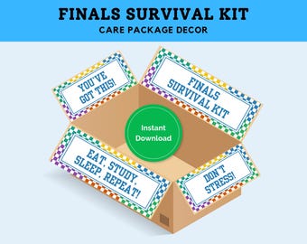 Finals Care Package, Finals Survival Kit, Exam Care Package, Test Care Package, Study Care Package, Box Flap Décor, Care Package Flaps