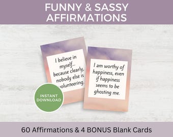 Afirmaciones divertidas y atrevidas, afirmaciones sarcásticas, tarjetas de afirmación para imprimir, motivación atrevida, afirmaciones ingeniosas, afirmaciones humorísticas