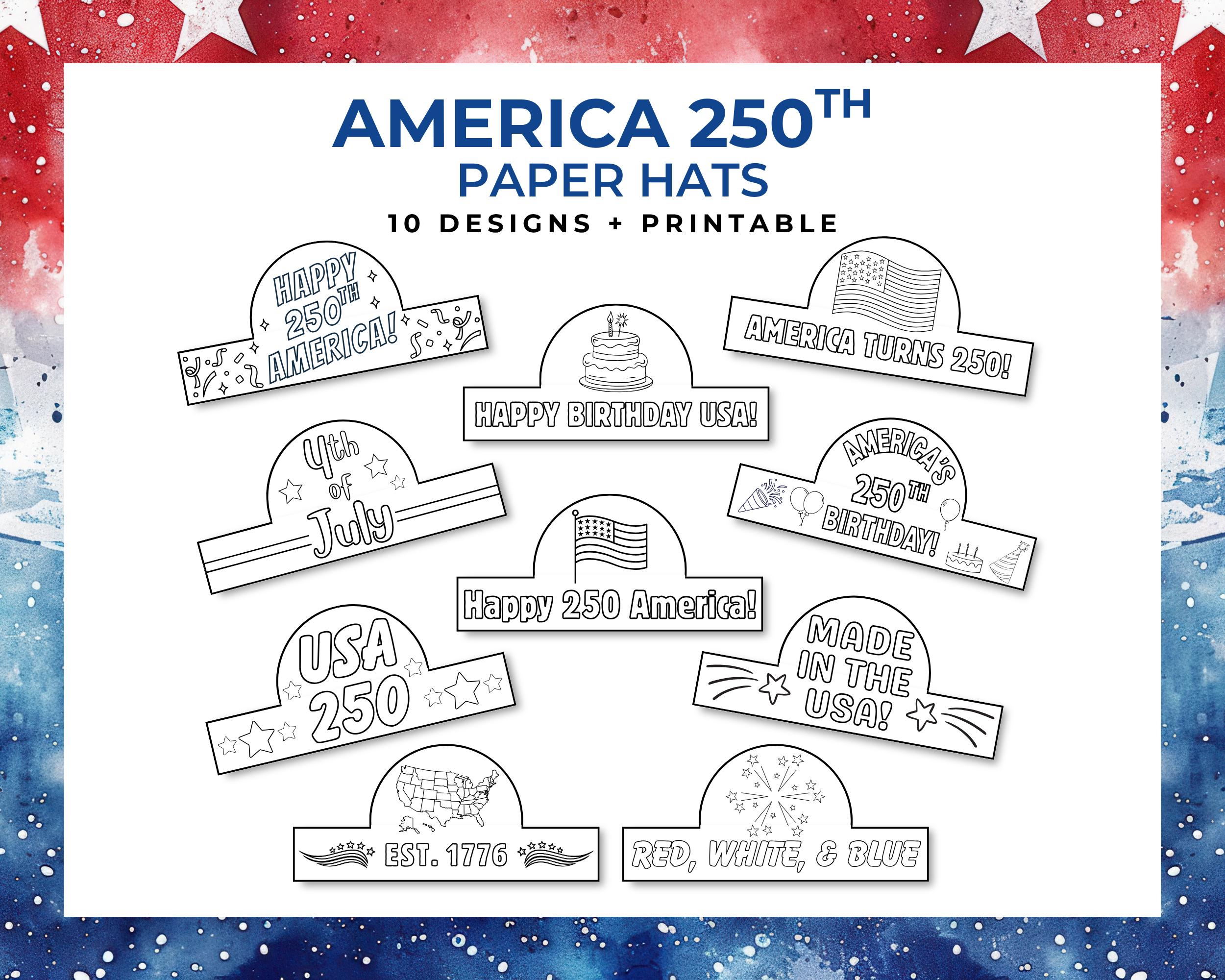 41 Easy Patriotic Crafts for Kids Even Parents Will Love 19 America 250th Paper Crowns Printable, Color Your Own Patriotic Hats,…