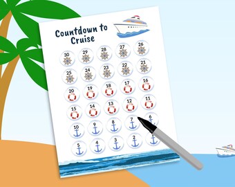 30 Day Cruise Countdown, Family Vacation Countdown, Cruise Tracker, Family Cruise, Holiday Trip, Instant Digital Download,