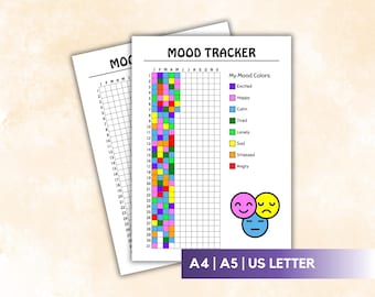 Mood Tracker, Printable Year in Pixels Mood Tracker Planner Page, Daily Mood Tracker, Bullet Journal Insert, Monthly Moods, Emotion Tracker