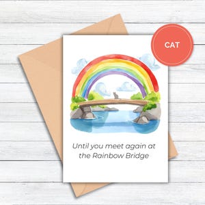 Cat Rainbow Bridge Sympathy Card, Cat Sympathy Card, Loss of Cat, Pet Loss, Sorry for Your Loss, Kitty Died Condolence, Kitten Passed Away