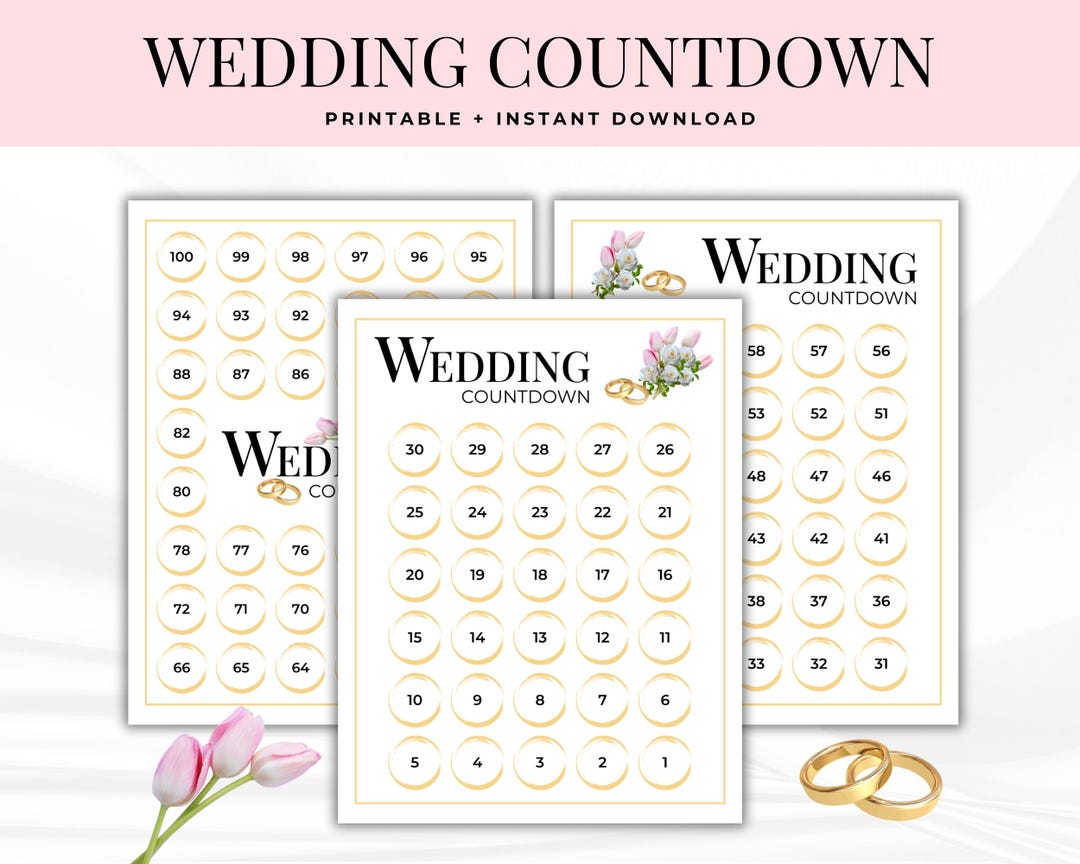 Wedding Countdown Calendar, Countdown to Wedding, Days Until Wedding ...