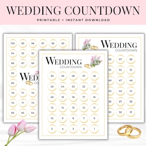 Hochzeits-Countdown-Kalender, Countdown zur Hochzeit, Tage bis zur Hochzeit, Countdown bis I Do, 100-Tage-Countdown, 30-Tage
