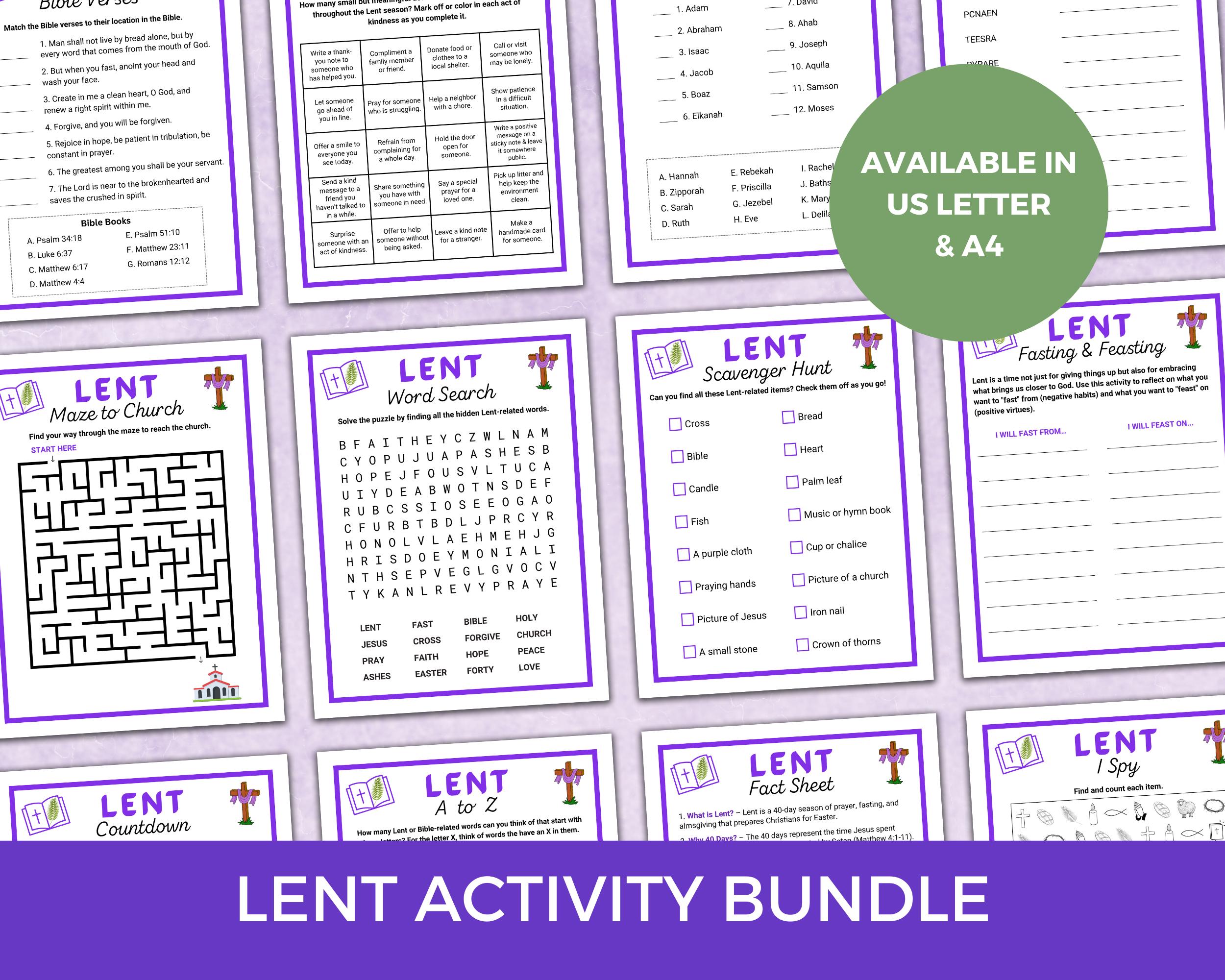 Lent Activity Bundle, Lent Games and Activities, Kids Lent Activities