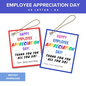 Employee Appreciation Day Gift Tags, Employee Appreciation Tags, Employee Appreciation Week, Employee Thank You Tags, Staff Appreciation