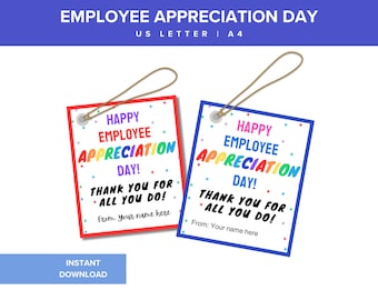 Employee Appreciation Day Gift Tags, Employee Appreciation Tags, Employee Appreciation Week, Employee Thank You Tags, Staff Appreciation