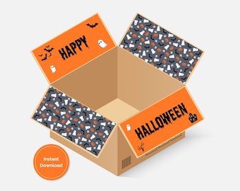 Halloween Care Package, College Halloween Care Package, Care Package Box Flaps, Halloween Gift Box, Decorative Box Flaps, Instant Download