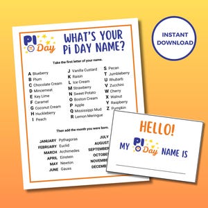 What&#39;s Your Pi Day Name, Pi Day Game for Kids and Adults, Pi Day Activity, Pi Day Classroom Game, Pi Day Party, Pi Day Icebreaker, Math Game