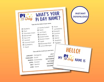 What's Your Pi Day Name, Pi Day Game for Kids and Adults, Pi Day Activity, Pi Day Classroom Game, Pi Day Party, Pi Day Icebreaker, Math Game