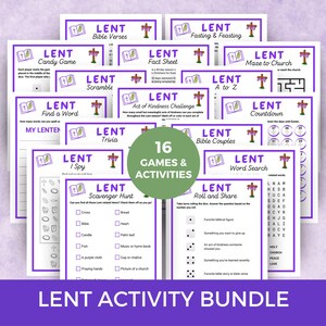 Lent Activity Bundle, Lent Games and Activities, Kids Lent Activities, Lent Printables, Teen Lent, Lent for Adults, Lent Church Bible Games