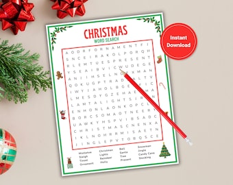 Christmas Word Search, Holiday Word Search, Christmas Printable, Xmas Word Find, Winter Activity, Teacher Resource, Classroom Word Game