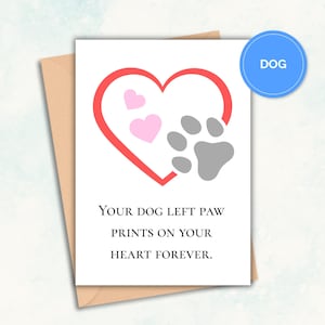 Loss of Dog Sympathy Card, Pet Loss Card, Paw Print Card, Pet Bereavement, Sorry For Your Loss, Dog Died Condolence, Puppy Passed Away