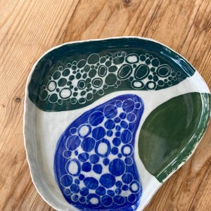 Handmade Sgraffito Ceramic Platter: Artistic Serving Plate