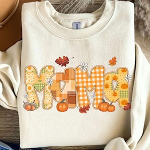 Mama herfst png, herfst geruite pompoen mama shirt sublimatie, schattige herfst seizoen mama clipart, Thanksgiving moeder retro ontwerp