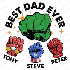 Superhero Dad PNG File, Father&#39;s Day Gift Design, Comic Hero Fist Digital Download, Best Dad Sublimation, DIY Gift For Dad
