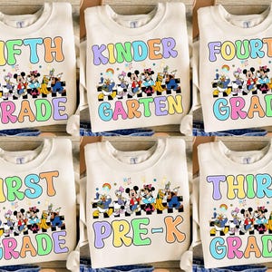 Mouse And Friends Grade Level School Png Bundle, Back To School Kindergarten, First Day Of School Png, Gift For Friends Png Digital