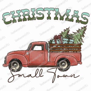 Christmas Small Town Png, Red Truck Png,  Christmas Vintage Truck Png, Farm Fresh Christmas Trees Png, Christmas Sublimation Png Design