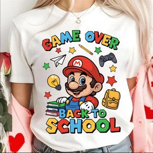 Game Over Back To School Svg, Cute Gamer School Design Svg, First Day Shirt For Kids, Funny Cartoon Style Sublimation, Gamer Student Svg