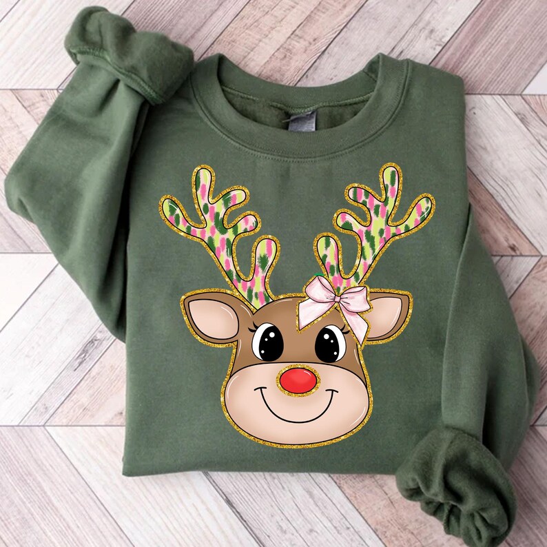 Custom Name Deer Face Christmas Png, Cute Reindeer Winter Png, Deer ...