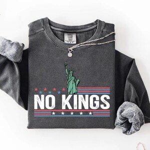 No Kings PNG, Liberty Statue PNG, Patriotic Anti-Monarchy Sublimation Design, Independence Day Digital Download
