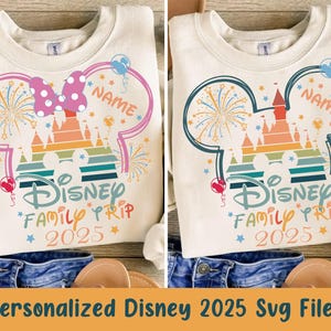 Personalized Family Trip Svg, Custom Name 2025 Mouse Ears Cut File, Family Vacation Castle Clipart, Matching Shirts Design, Fireworks Svg