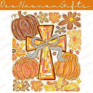 Cross Fall Jesus Png, Fall Pumpkin Png, Boho Floral Pumpkin Cross Fall Jesus Png Digital Download, Give Thanks To The Lord Png