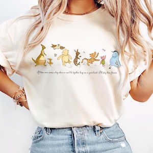 Winnie The Pooh Png, Friendship Quote Shirt, Cute Woodland Animal Clipart, Soft Pastel Animal Design, Heartwarming Message PNG Digital