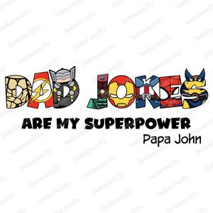 Spersonalizowany Dzień Ojca Svg, Żarty Taty To Moja Supermoc Svg, Zabawny Superbohater Tata Svg, Komiksowy Tata Svg, Życie Taty Svg, Koszulka Ojca