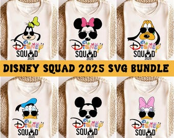 Mouse And Friends Squad 2025 Svg Bundle, Family Vacation Svg, Family Trip Svg, All Character Svg, Magical Kingdom Svg Digital