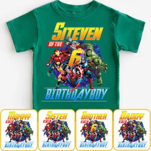Personalized Superhero Squad PNG, Birthday Boy Png File, Matching Family Shirts PNG, Editable Name Age PNG, Hero Birthday Party Sublimation