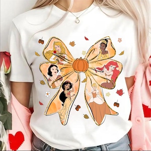 Autumn Bow Princess Png, Png With Cartoon Girls, Pumpkin Fall Season Clipart Png, Thanksgiving Shirt Design Png Download Shirt Digital