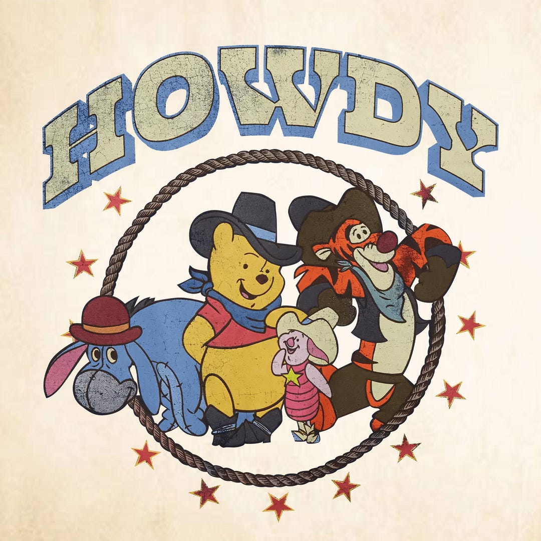 Vintage Winnie the Pooh Cowboy Animal PNG, Western Howdy Friends ...