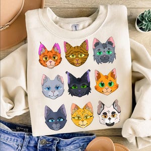 Gatos guerreros PNG, imágenes prediseñadas de caras de gato de dibujos animados, ilustración de cabeza de felino adorable, descarga digital para diseño de camisetas de gatos