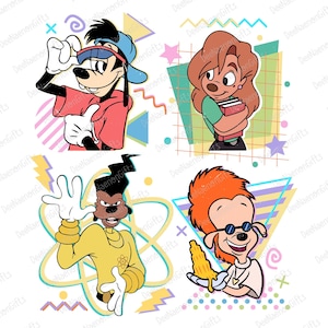 90s Cartoon Character Crew PNG, Retro Animated Friends Sublimation Design, Back to School PNG for Kids Shirt