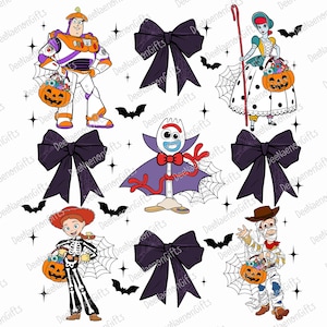 You've Got A Friend In Me Cartoon Png, Halloween Coquette Bow Png, Spooky Vibes Png, Halloween Trip Png, Bats And Webs Png