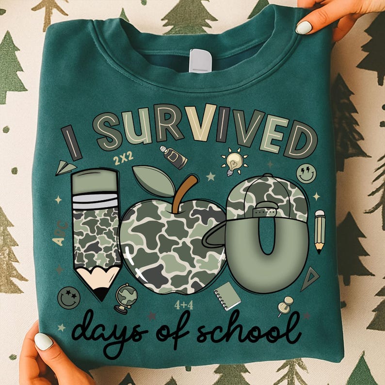 100 Days of School Camo Png, Camo Cap Boy School Shirt Design, Funny ...