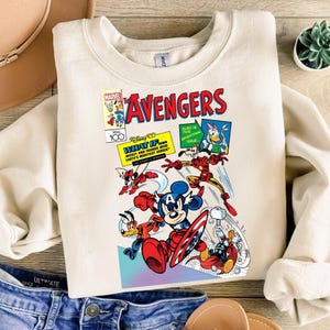 Vintage Comic Style Mouse and Friends PNG, Magic Kingdom Png, Retro Superhero Squad Digital Download, Cartoon Team, Instant Download
