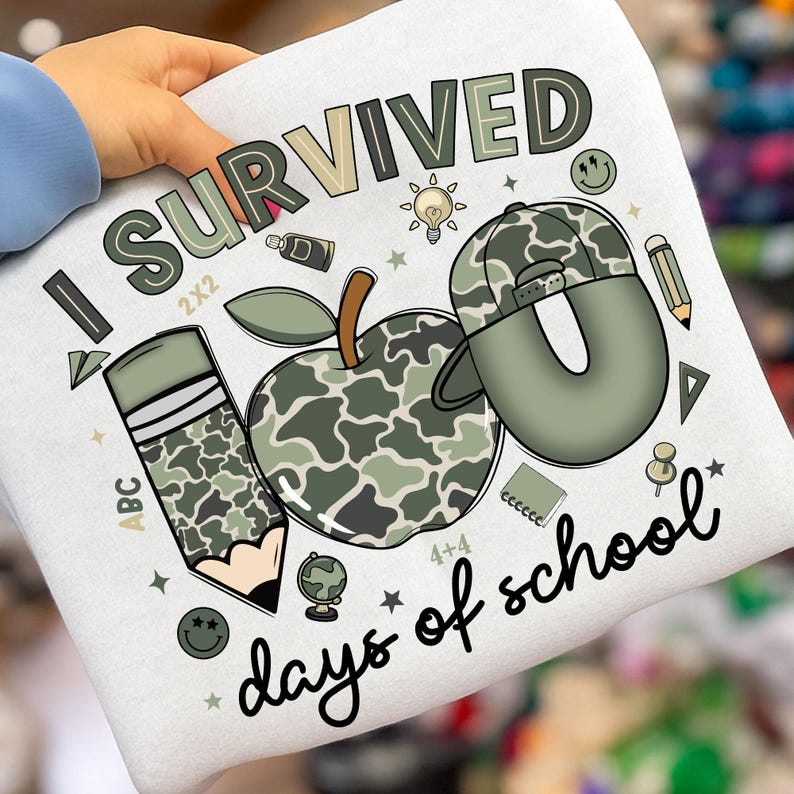 100 Days of School Camo Png, Camo Cap Boy School Shirt Design, Funny ...