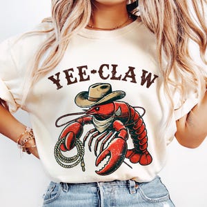 Yee Claw Lobster PNG, Western Crawfish Clipart, Funny Southern Sublimation File, Cowboy Hat Crawfish PNG for T-shirt or Mug