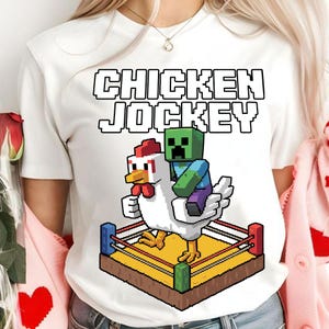 Pixel Chicken Jockey Svg, Funny Zombie Riding Chicken Svg, Blocky Game Style Svg, Cute Gaming Shirt, Funny Gamer Svg, Gift For Gamers