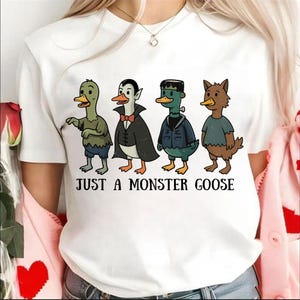 Funny Halloween Goose Png, Monster Goose Png, Cute Duck Halloween Shirt Design, Zombie Dracula Frankenstein Werewolf Goose, Sublimation