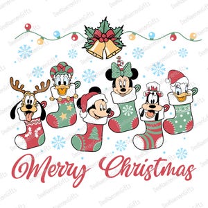 Mouse And Friends In Socks Christmas Svg, Christmas Light Svg, Merry Christmas Friends Svg, Holiday Season Svg, Merry Christmas Svg